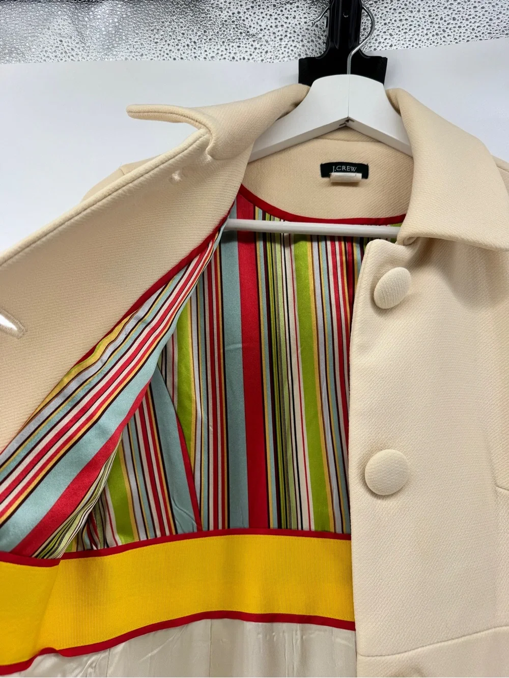 J. Crew Cream Single-Breasted Wool Coat